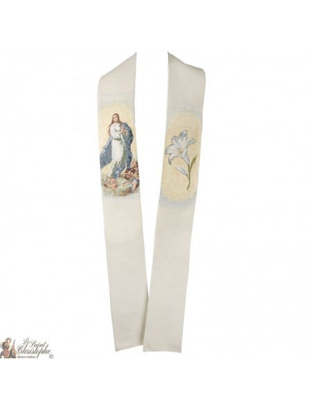 Étole prêtre brodée de la Vierge de l'assomption