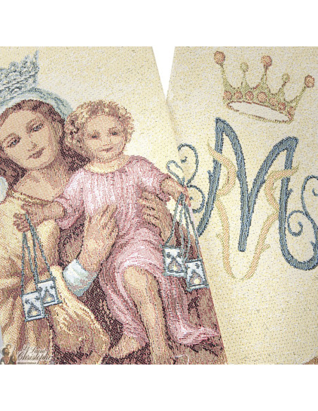 Virgin Mary of the Scapular embroidered priest stole