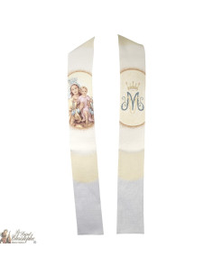 Étole prêtre brodée Vierge Marie du Scapulaire