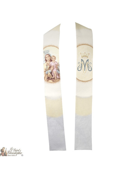 Virgin Mary of the Scapular embroidered priest stole