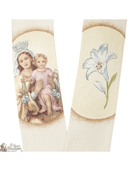 Étole prêtre brodée Vierge Marie du Scapulaire