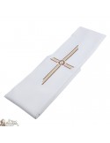 Priest stole embroidered cream color golden cross and brown