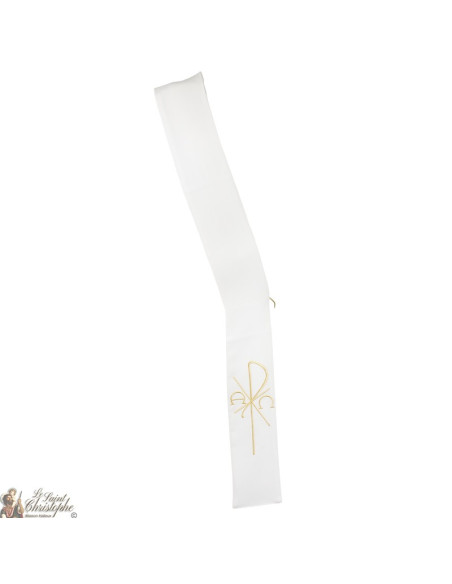 Estola de diácono blanca bordada - Pax Alpha Omega