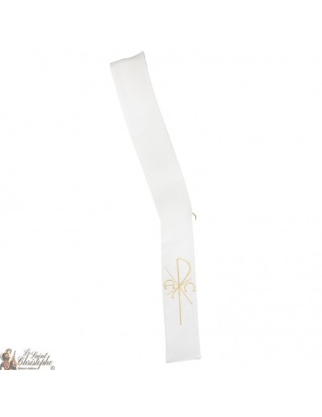 White embroidered deacon stole -Pax Alpha Omega
