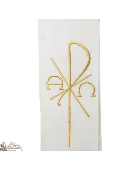 White embroidered deacon stole -Pax Alpha Omega