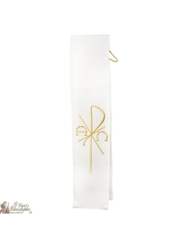 Étole Diacre Blanche brodée -Pax Alpha Omega