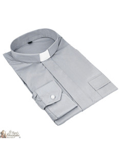 Chemise pour prêtre gris manches longues