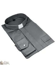 Camicia da prete grigio scuro maniche corte