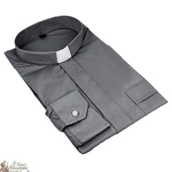 Chemise pour prêtre gris foncé manches courtes