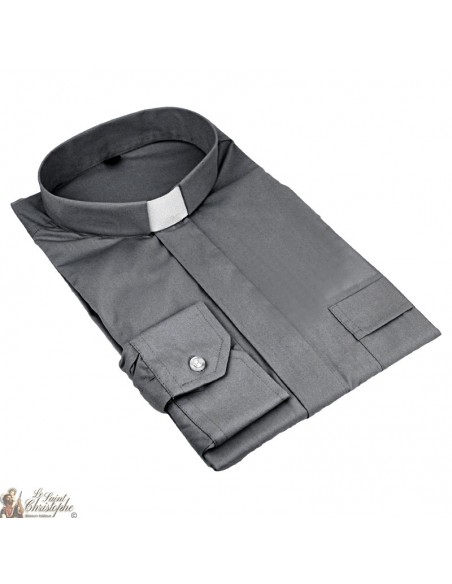 Camicia da prete grigio scuro maniche corte