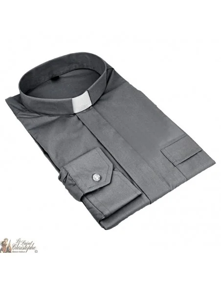 Camicia da prete grigio scuro maniche corte