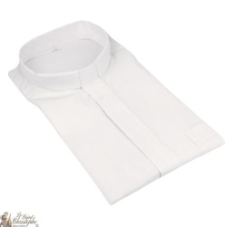 Blanco sacerdote camisa manga larga