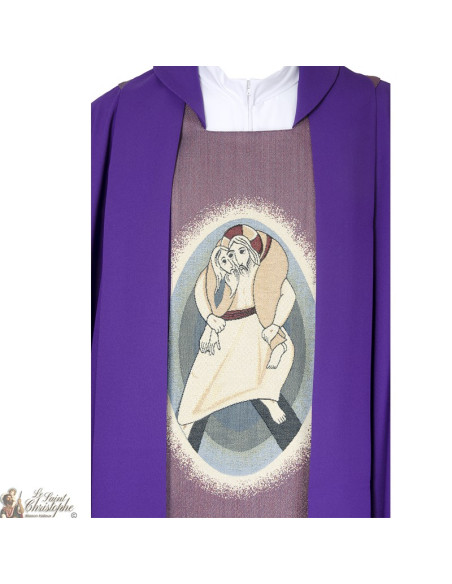 Chasuble pour prêtre brodée avec la Miséricorde