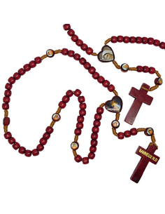 Rosario de madera con imágenes de la Virgen de Banneux N.D.