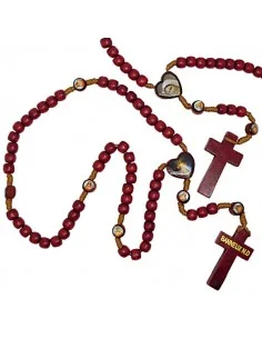 Rosario de madera con imágenes de la Virgen de Banneux N.D.