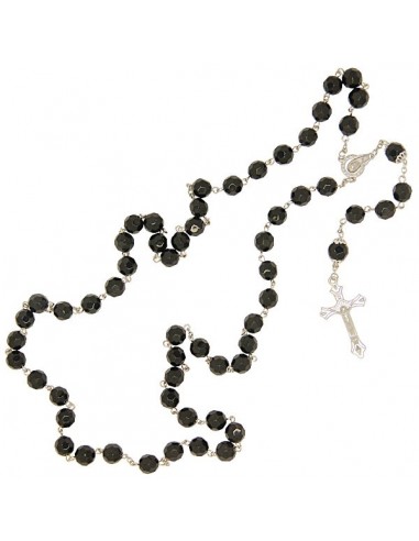 Black beads faceted rosary