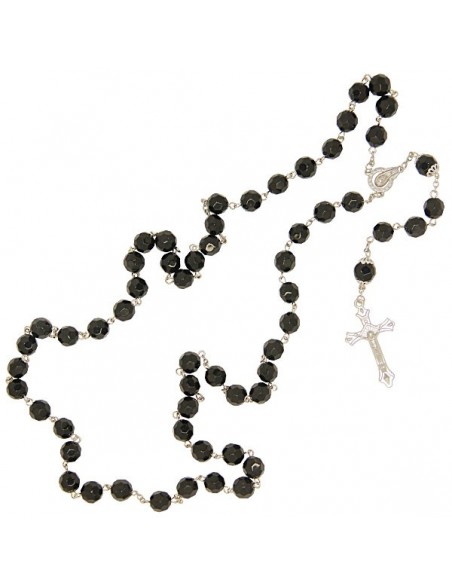 Black beads faceted rosary
