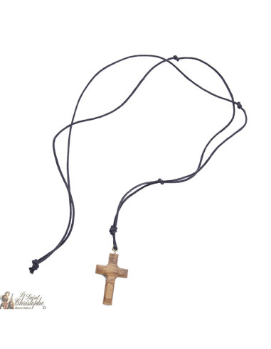 Olive wood cross with cord