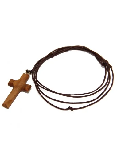 Collier avec Croix en bois d'olivier