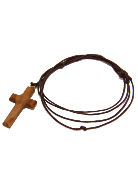 Olive wood cross with cord