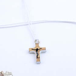 Ketting met olijfhoutkruis - wit