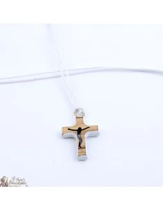 Necklace with olive wood cross - white
