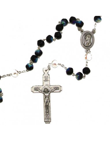 Religious Rosary Blue black faceted beads