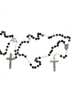 Religious Rosary Blue black faceted beads