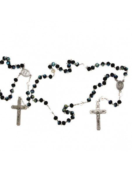 Religious Rosary Blue black faceted beads