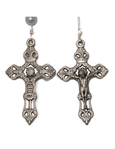 Blauwe rozenkrans parelketting