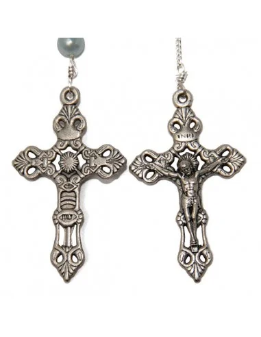 Chapelet bleu perles nacrées collier