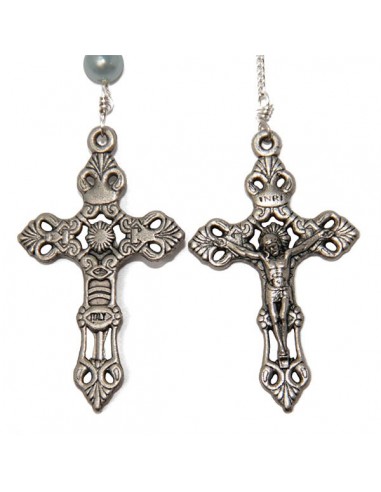 Collar de perlas de rosario azul