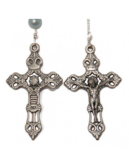 Collana di perle di rosario blu