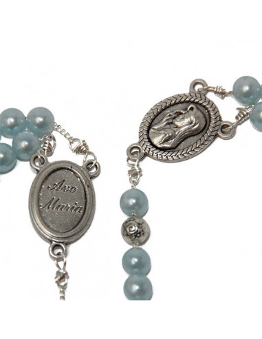 Chapelet bleu perles nacrées collier