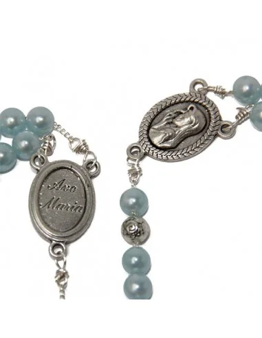 Chapelet bleu perles nacrées collier