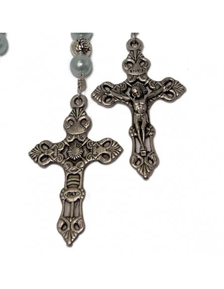 Chapelet bleu perles nacrées collier