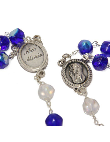 Religious Rosary Blue black faceted beads