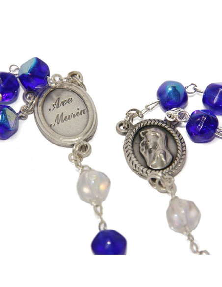 Rosario religioso Perline nere sfaccettate blu