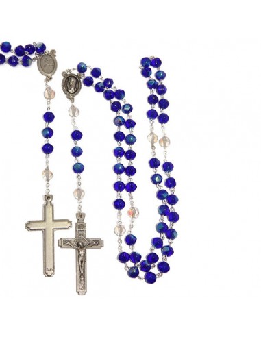Cord rosary colour and iridescent beads color Blue