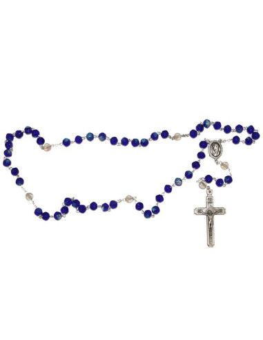 Religious Rosary Blue black faceted beads