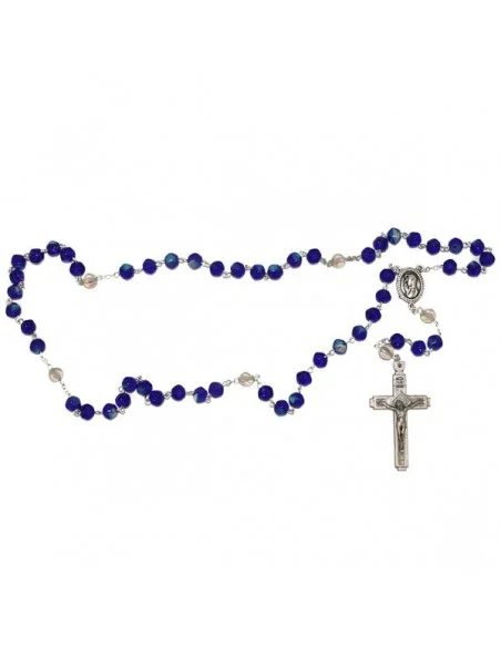 Rosario Religioso Cuentas azules facetadas negras