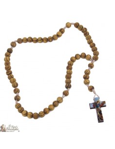 Rosary Saint Michel in natural olive wood