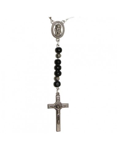 Chapelet noir perles en bois collier
