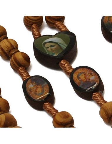 Rosario de madera de olivo Soufanieh e icono