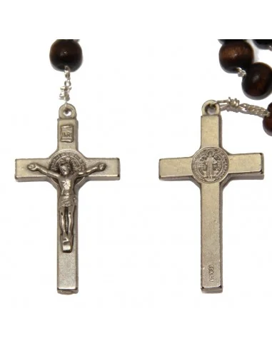 Chapelet brun perles en bois collier