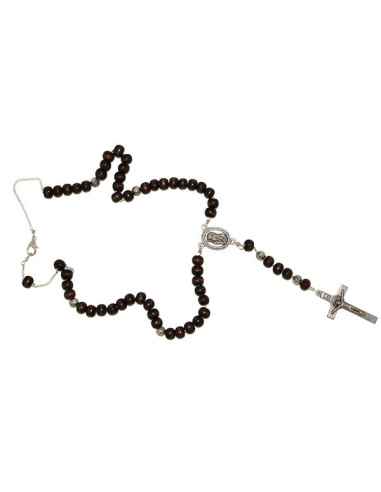 Rosary brown wooden beads necklace