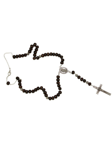 Rosary brown wooden beads necklace