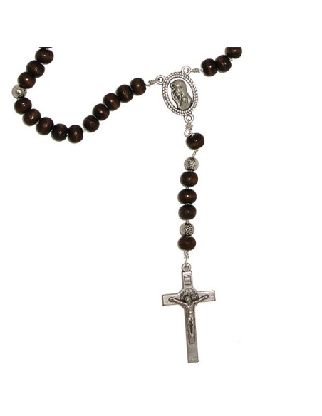 Rosary brown wooden beads necklace