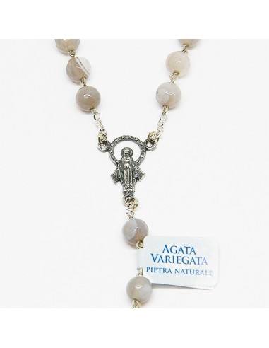 Chapelet Agate bleu -  argent 925