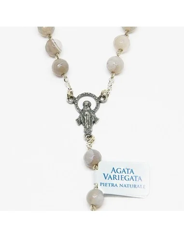 Chapelet Agate bleu -  argent 925